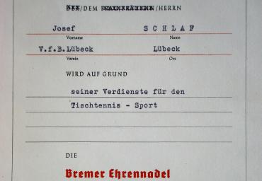 1955 Bremer Ehrennadel Jupp Schlaf