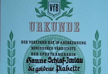 1955 Goldene Vereinsplakette VfB